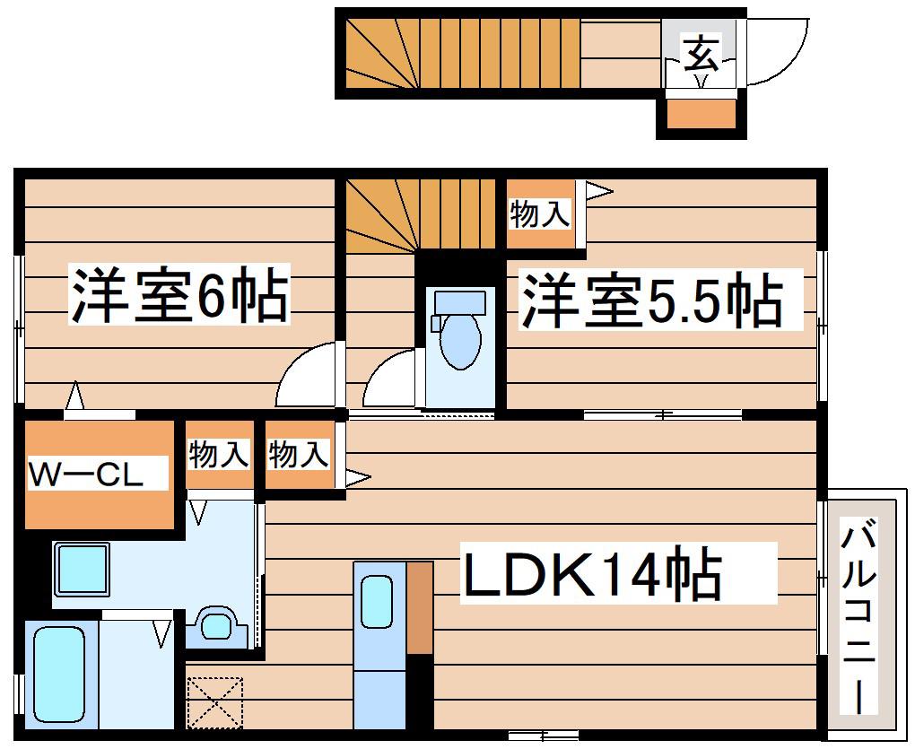 LUPINUS(2LDK/2階)の間取り写真