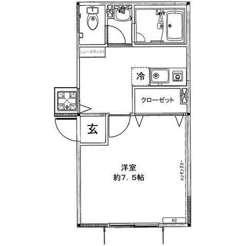 FLAT-K(1K/1階)の間取り写真