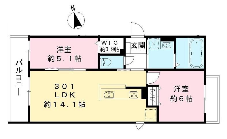 エスポワレジデンス(2LDK/3階)の間取り写真