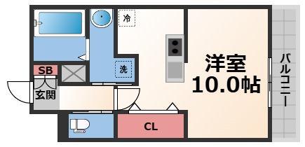 エアルレジデンスII(1K/2階)の間取り写真