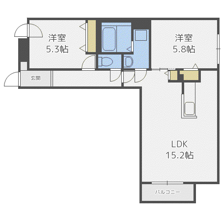 LOGEMENTS発寒南(2LDK/4階)の間取り写真