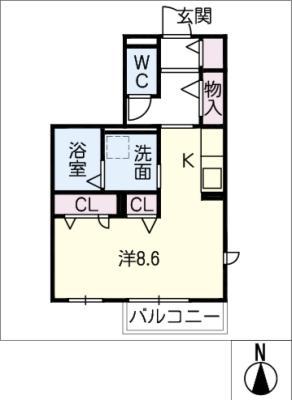 LA TIDA I(1K/1階)の間取り写真