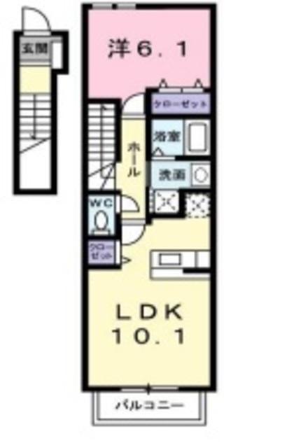 メゾネット・アンジュ弐番館(1LDK/2階)の間取り写真