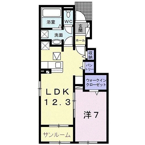 アーク D(1LDK/1階)の間取り写真