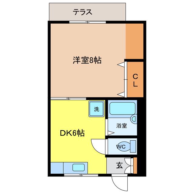 コーポヨーコII(1DK/1階)の間取り写真