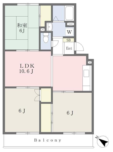 グリーンバレー(3LDK/1階)の間取り写真