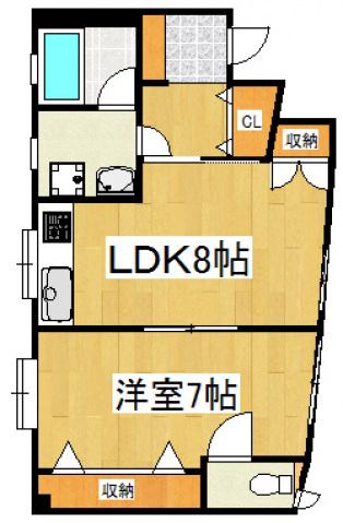 けやきハウス(1DK/2階)の間取り写真