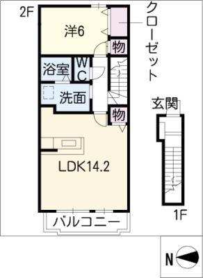 アン・サンクセット(1LDK/2階)の間取り写真