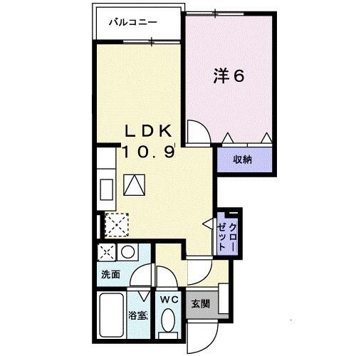 AIRYGARDENT(1LDK/1階)の間取り写真