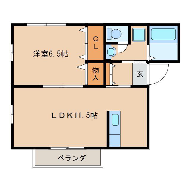 パークコートB(1LDK/2階)の間取り写真