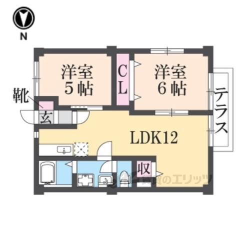 エクセルハイム(2LDK/2階)の間取り写真