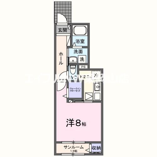 パラディス(1K/1階)の間取り写真
