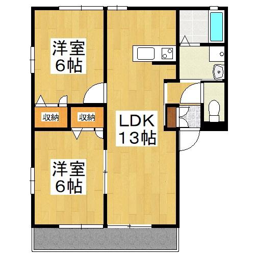 プラード広谷(2LDK/1階)の間取り写真