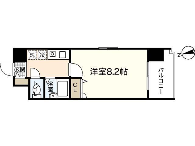 双葉ヒルズ堺町(1K/3階)の間取り写真