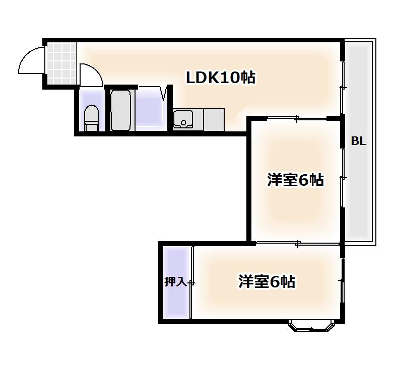 ビジタル浪速2(2LDK/7階)の間取り写真