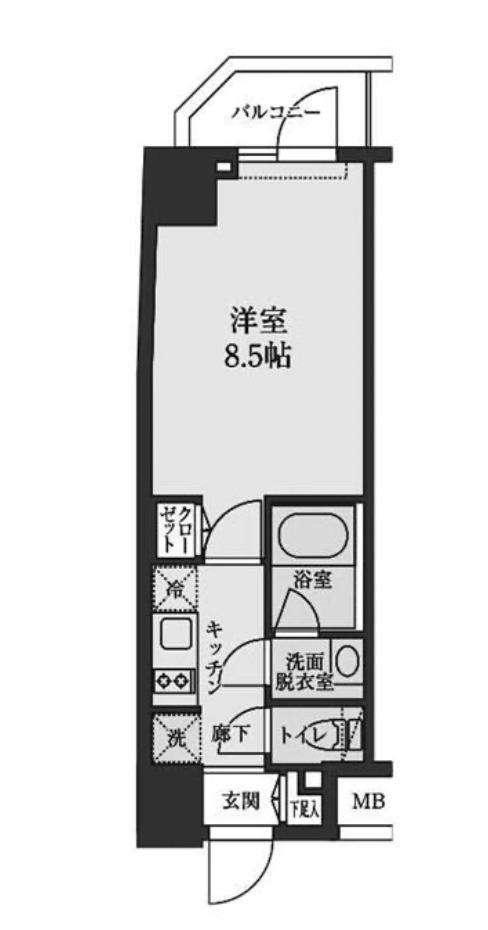 S-レジデンス清澄白河(1K/3階)の間取り写真