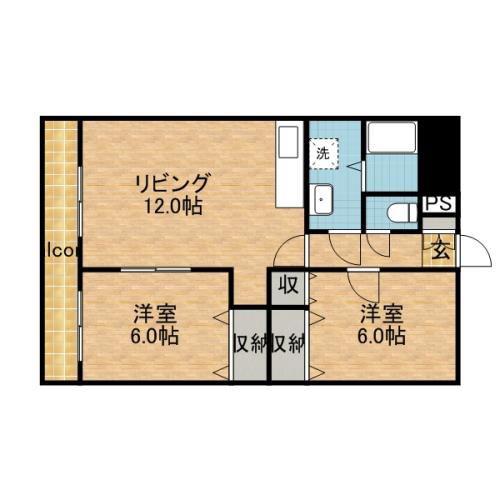 サンパークマンションI(2LDK/2階)の間取り写真