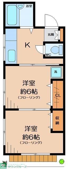 第2大しま荘(2K/1階)の間取り写真