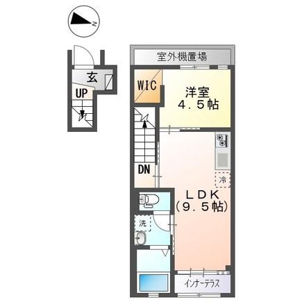 THE BASE 神明(1LDK/2階)の間取り写真