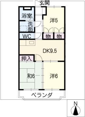 日栄マンションII(3DK/1階)の間取り写真