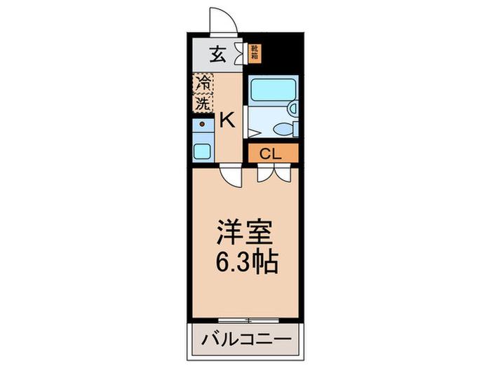 グランドール ユリ(1K/3階)の間取り写真