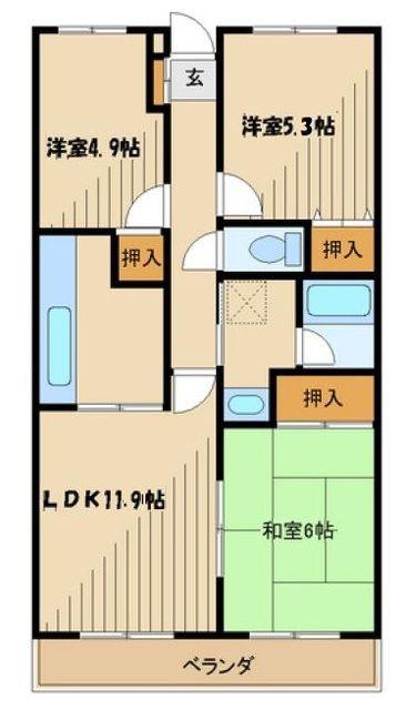 クラーロエスパシオ(3LDK/1階)の間取り写真