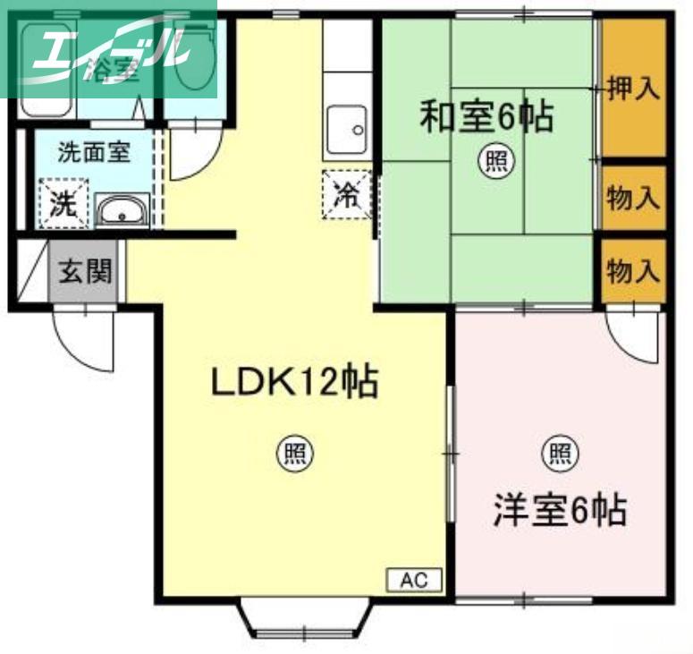 ベェルエポック今(2LDK/1階)の間取り写真