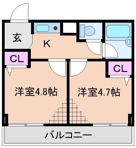 アソシエ横浜(2K/3階)の間取り写真