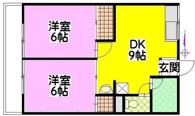 シティハイムヨシダA(2DK/1階)の間取り写真
