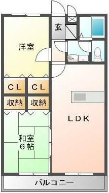 コスモパートII(2LDK/3階)の間取り写真
