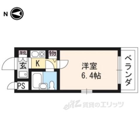 DETOM-1西陣Ⅲ(1K/2階)の間取り写真