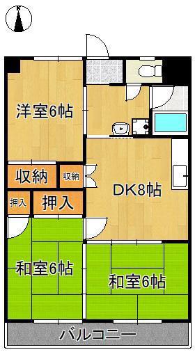 ダルマックスビル(3DK/5階)の間取り写真