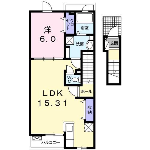 エストレーラ(1LDK/2階)の間取り写真