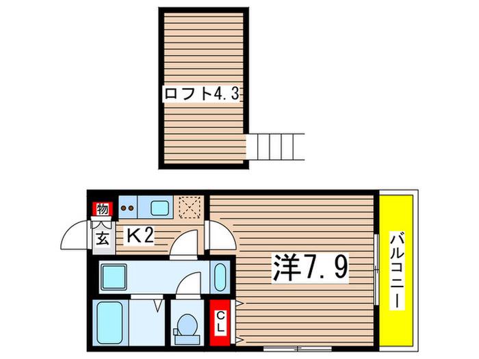 CHIBA CUBE(1K/2階)の間取り写真