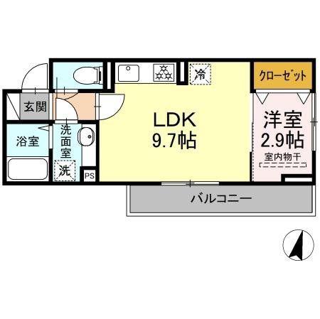 ハピネス柏木(1LDK/2階)の間取り写真