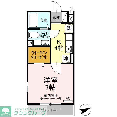 グラシューズ・M(1K/2階)の間取り写真