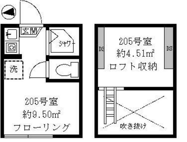 ティ・アーモサンセット(ワンルーム/2階)の間取り写真