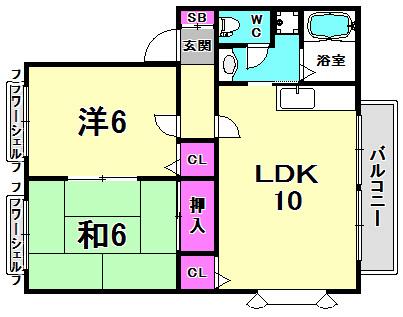 シェモア大畑III(2LDK/2階)の間取り写真