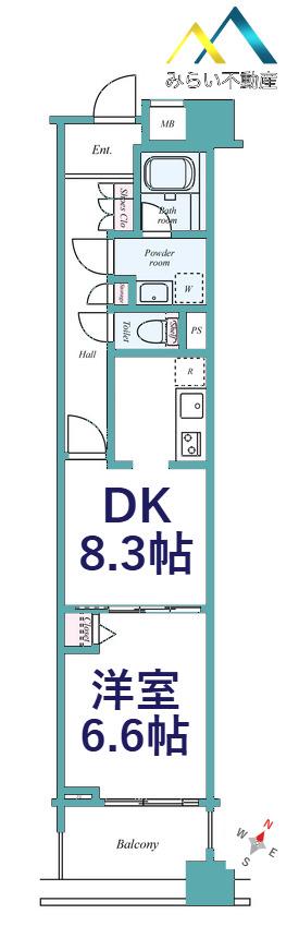 LA.PRYLE新横浜(1DK/3階)の間取り写真