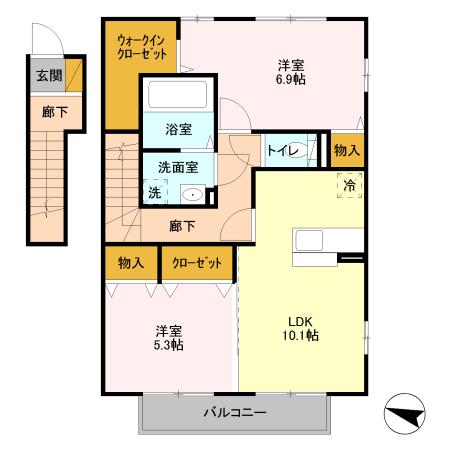 AXIA A(2LDK/2階)の間取り写真