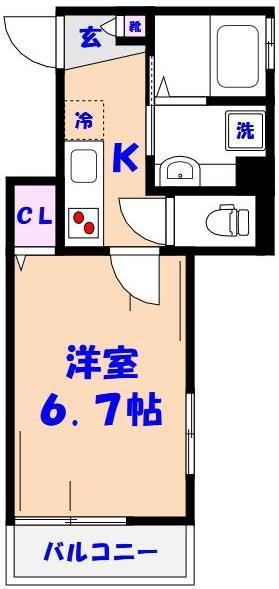 リトルフォレスト(1K/2階)の間取り写真