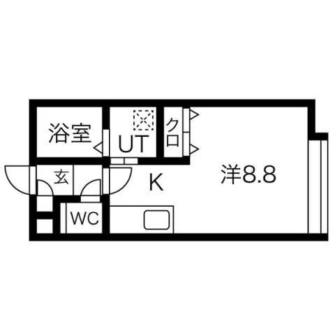 CASVAL平岸(1K/2階)の間取り写真