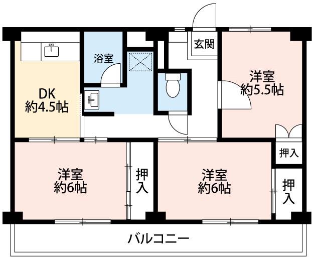 ビレッジハウス美合2号棟(3DK/1階)の間取り写真
