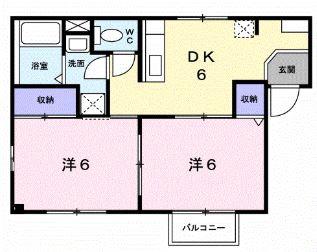 エリアール(2DK/2階)の間取り写真