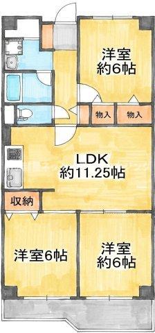 守口ハイライフA棟(3LDK/7階)の間取り写真