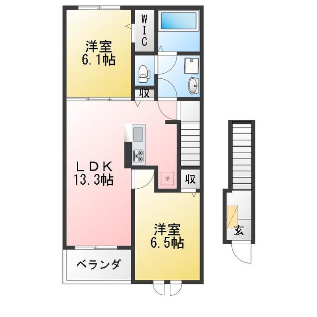 グランデ(2LDK/2階)の間取り写真