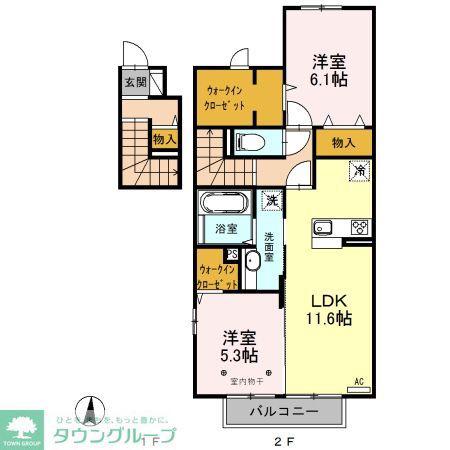 ハーモニーテラス(2LDK/2階)の間取り写真