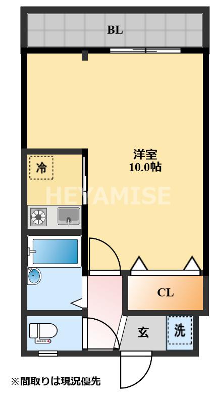 ジェイズ青葉台(1K/2階)の間取り写真
