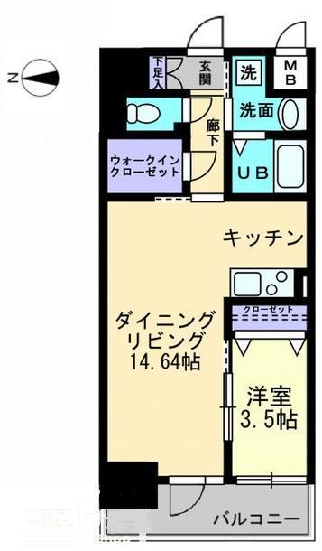 ソラノ瓦町(1LDK/5階)の間取り写真