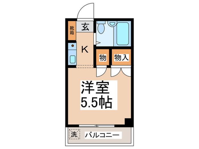 タウンハイツ鴨居(1K/2階)の間取り写真